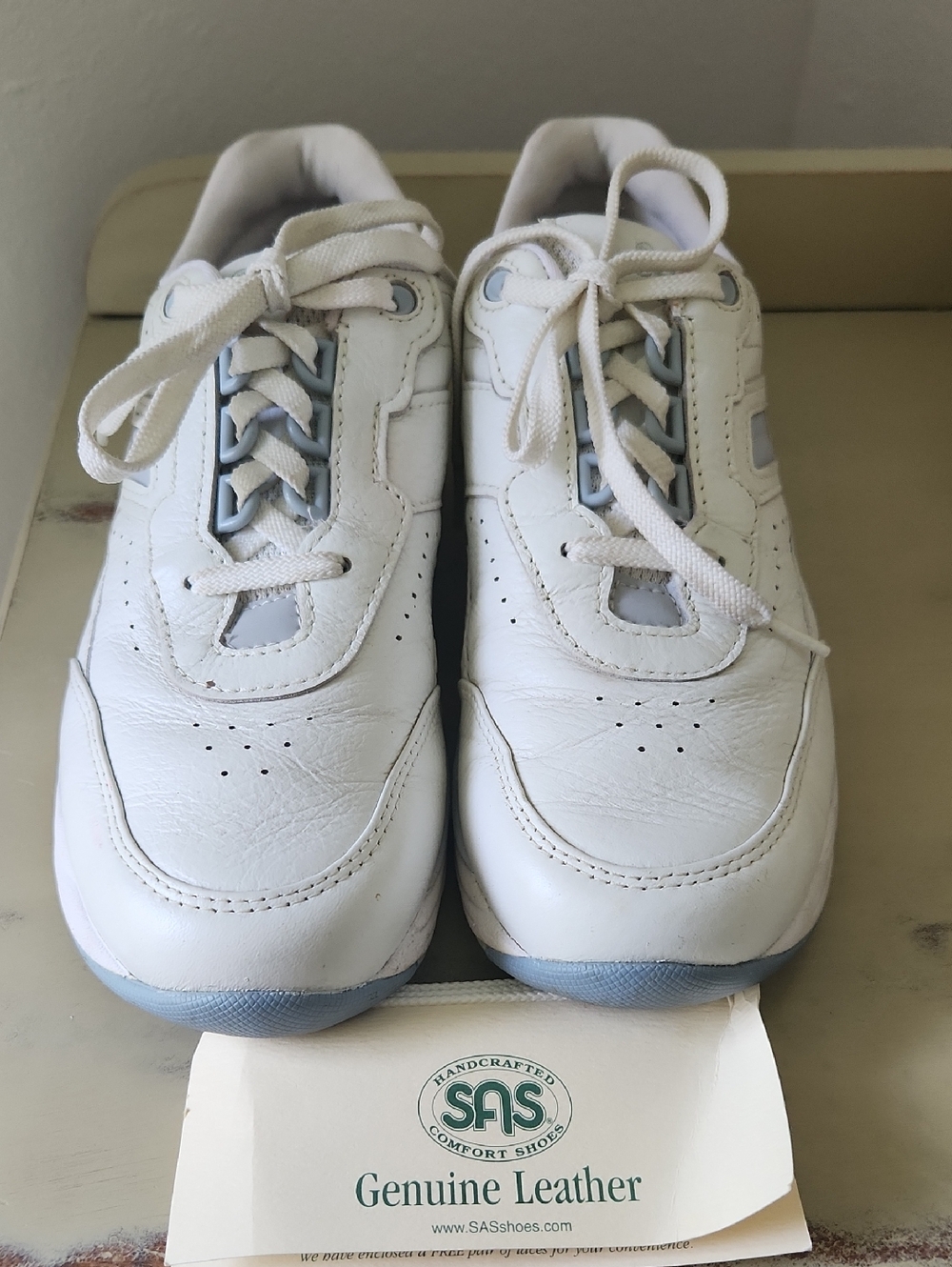 SAS White Sneakers with Light Blue Accents